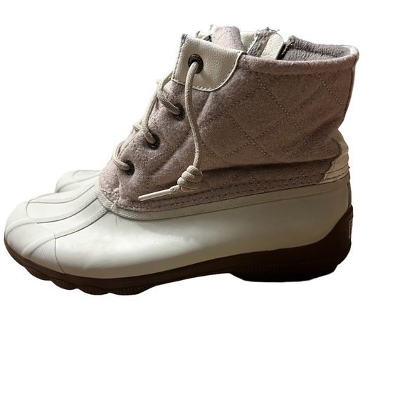 SPERRY Saltwater Waterproof Duck Rain Boots Inner Zip Beige STS83234 Size 8.5 - Picture 1 of 8